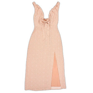 ABERCROMBIE Cinch Neck Midi Dress Peach Romantic Soft Girl Coquette Feminine XS